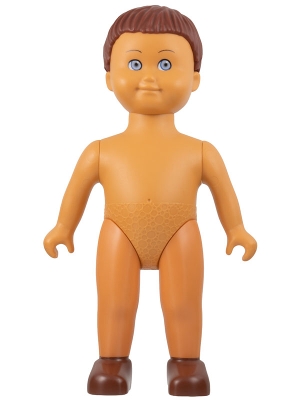 Duplo Figure Doll, Large, without Clothes, Brown Male Hair, Nougat Body