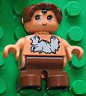 Duplo Figure, Child Type 2 Baby, Brown Legs, Tooth Necklace, Brown Bonnet &#40;Caveman&#41;