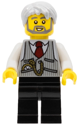 LEGOLAND Park Train Conductor, Pinstripe Vest, Red Tie and Pocket Watch Pattern