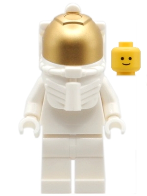 Astronaut Mannequin - White with White Helmet, Metallic Gold Visor, Standard Head