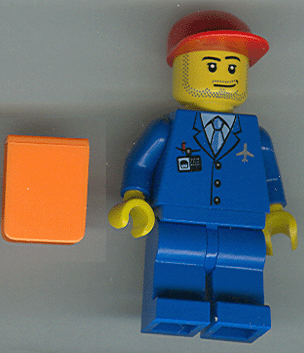Airport - Blue 3 Button Jacket & Tie, Red Cap, Blue Legs, Orange Vest