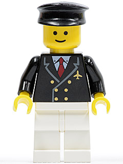Airport - Pilot with Red Tie and 6 Buttons, White Legs, Black Hat, Standard Grin