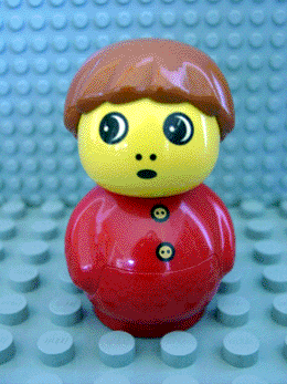 Primo Figure Boy with Red Base, Red Top with Two Buttons, Dark Orange Hair