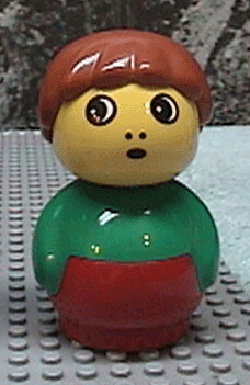 Primo Figure Boy with Red Base, Green Top, Dark Orange Hair