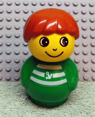 Primo Figure Boy with Green Base, Green Top with White Stripes and Anchor Pattern, Dark Orange Hair