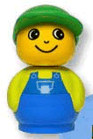 Primo Figure Boy with Blue Base, Lime Top with Blue Overalls, Green Hat