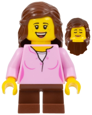 Kid - Bright Pink Torso, Reddish Brown Legs, Reddish Brown Hair