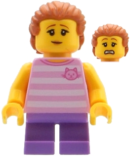 Kid - Bright Light Pink Torso, Medium Lavender Legs, Dark Orange Hair