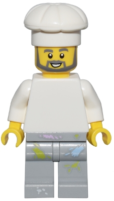 Chef - White Torso, Light Gray Legs, Paint Spots