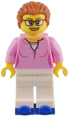 Bright Pink Torso, White Legs, Dark Orange Hair
