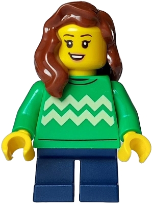 Kid, Bright Green Torso, Dark Blue Legs, Reddish Brown Hair