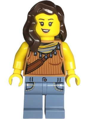 Medium Nougat Torso, Sand Blue Legs, Dark Brown Hair