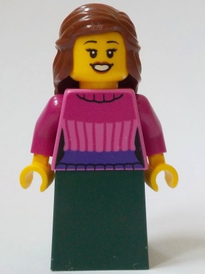 General Store Customer, Dark Pink Torso, Dark Green Dress, Reddish Brown Hair