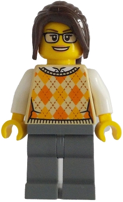 Passenger, Tan Torso, Dark Bluish Grey Legs, Dark Brown Hair