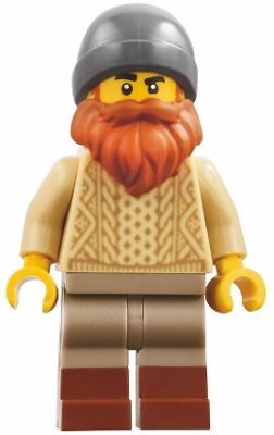 Tan Sweater, Dark Tan Legs, Dark Bluish Grey Beanie, Dark Orange Moustache