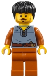 Cart Driver, Sand Blue Torso, Dark Orange Legs, Black Hair
