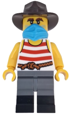 Robber, White Torso, Dark Bluish Grey Legs, Fedora, Mask