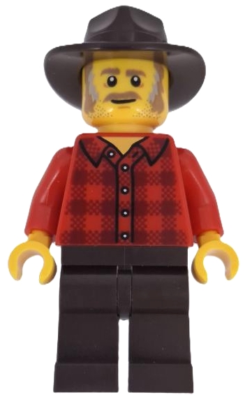 Cowboy, Red Torso, Dark Brown Legs, Dark Brown Fedora