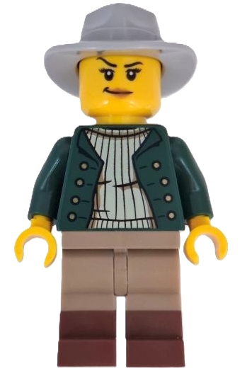 Robber, Dark Green Torso, Dark Tan Legs, Light Bluish Grey Fedora