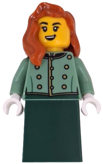 Passenger, Sand Green Torso, Dark Green Dress, Dark Orange Hair