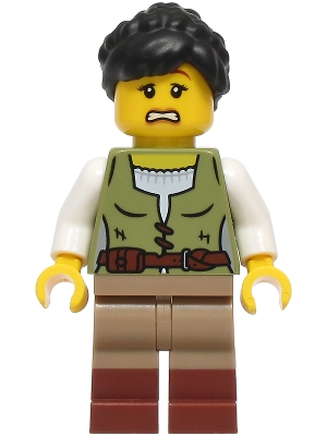 Cart Driver, Olive Green Torso, Dark Tan Legs, Black Hair