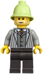 Man, Light Bluish Grey Torso, Pearl Titanium Legs, Yellowish Green Helmet