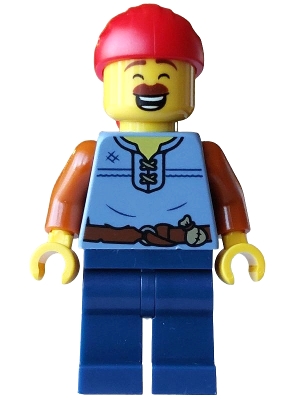 Pirate, Sand Blue Torso, Dark Blue Legs, Red Bandana