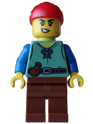 Pirate, Woman, Sand Green Torso, Reddish Brown Legs, Red Bandana