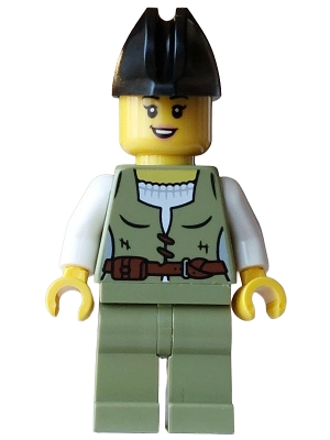 Pirate, Woman, Olive Green Torso, Legs, Black Bicorne Hat