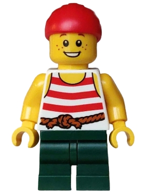 Pirate, Boy, White Torso, Dark Green Legs, Red Bandana