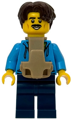Dad, Dark Azure Torso, Dark Blue Legs, Dark Brown Hair, Baby Carrier