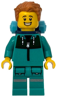 Hiker, Dark Turquoise Tracksuit, Medium Nougat Hair, Backpack