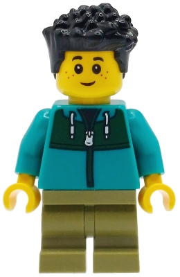 Kid, Dark Turquoise Torso, Olive Green Medium Legs, Black Hair
