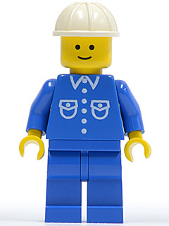 Shirt with 6 Buttons - Blue, Blue Legs, White Construction Helmet