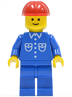 Shirt with 6 Buttons - Blue, Blue Legs, Red Construction Helmet