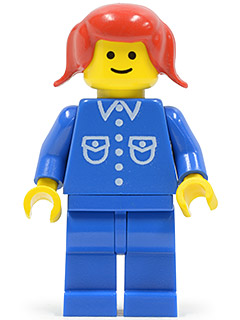 Shirt with 6 Buttons - Blue, Blue Legs, Red Pigtails Hair