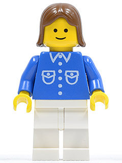 Shirt with 6 Buttons - Blue, White Legs, Brown Female Hair