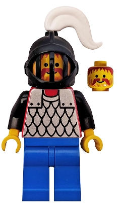 Scale Mail - Red with Black Arms, Blue Legs, Black Grille Helmet, White Plume