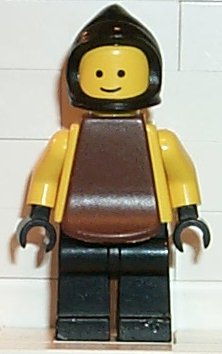 Blacksmith - Black Legs and Hips, Yellow Torso and Arms, Black Hands, Black Cowl, Brown Plastic Cape