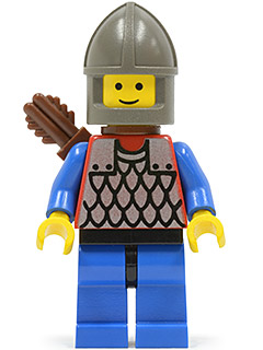 Scale Mail - Red with Blue Arms, Blue Legs with Black Hips, Dark Gray Chin-Guard, Quiver