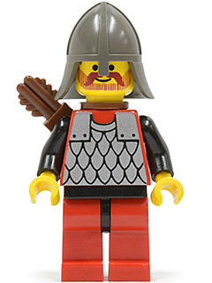 Scale Mail - Red with Black Arms, Red Legs with Black Hips, Dark Gray Neck-Protector, Quiver