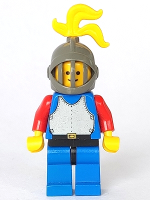 Breastplate - Blue with Red Arms, Blue Legs with Black Hips, Dark Gray Grille Helmet, Yellow Plume