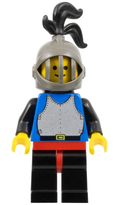 Breastplate - Blue with Black Arms, Black Legs with Red Hips, Dark Gray Grille Helmet, Black Plume, Black Plastic Cape