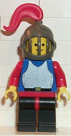 Breastplate - Blue with Red Arms, Black Legs with Red Hips, Dark Gray Grille Helmet, Red Plume