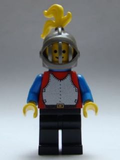 Breastplate - Red with Blue Arms, Black Legs, Dark Gray Grille Helmet, Yellow Plume, Blue Plastic Cape