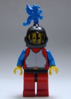 Breastplate - Red with Blue Arms, Red Legs with Black Hips, Black Grille Helmet, Blue Dragon Plume