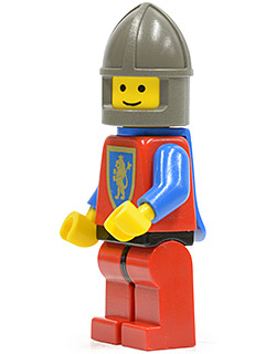Crusader Lion - Red Legs with Black Hips, Dark Gray Chin-Guard, Blue Plastic Cape
