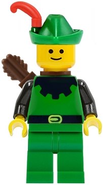 Forestman - Black, Green Hat, Red Feather, Quiver