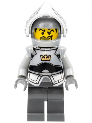 Fantasy Era - Crown Knight Plain with Breastplate, Helmet with Visor, Curly Eyebrows and Goatee, Dark Bluish Gray Hips and Legs