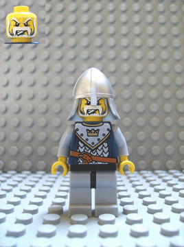Fantasy Era - Crown Knight Scale Mail with Crown, Helmet with Neck Protector, White Moustache and Beard